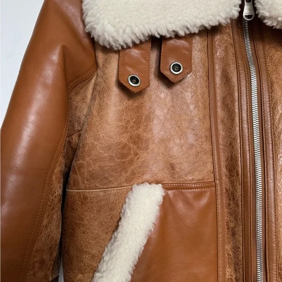 The Arrivals Moya Alpine Leather Shearling Jacket - Picture 6 of 9